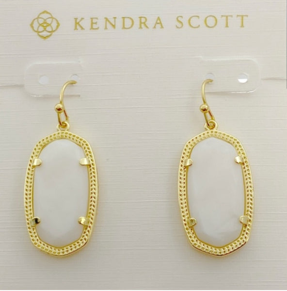 Kendra Scott Dani Gold Drop Earrings in Ivory Mother Of Pearl