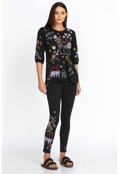 Johnny Was Soho Black Print Leggings X-Large