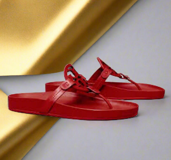 Tory Burch Miller Cloud Leather Sandal Red US 11 Authentic