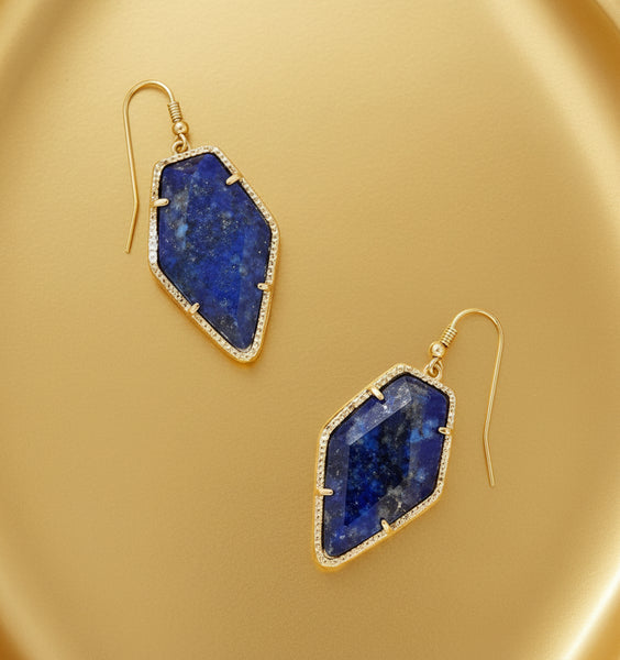 Kendra Scott Framed Tessa Gold Blue Lapis Drop Earrings