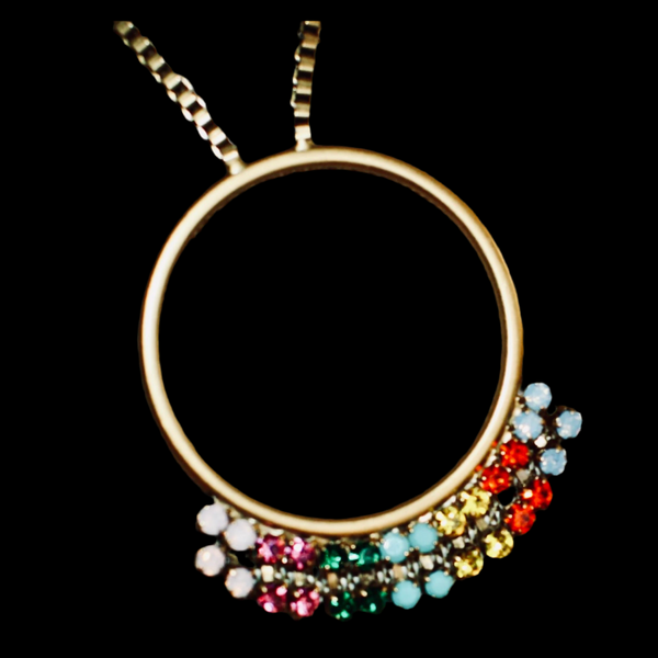 Loren Hope Emma Pendant Necklace With Multicolor Faceted Glass Stones