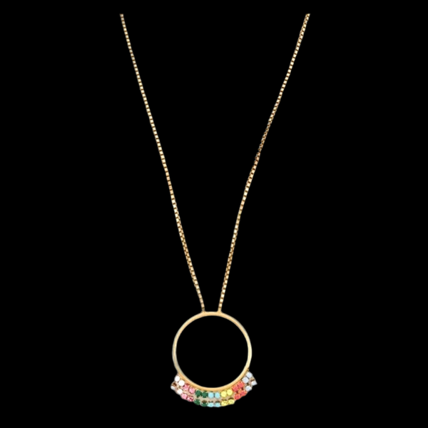 Loren Hope Emma Pendant Necklace With Multicolor Faceted Glass Stones