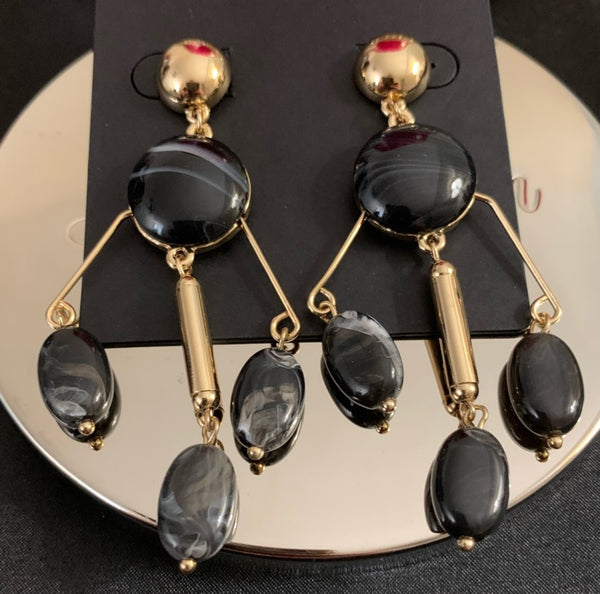 Halogen (R) Mobile Black Stones Drop Earrings