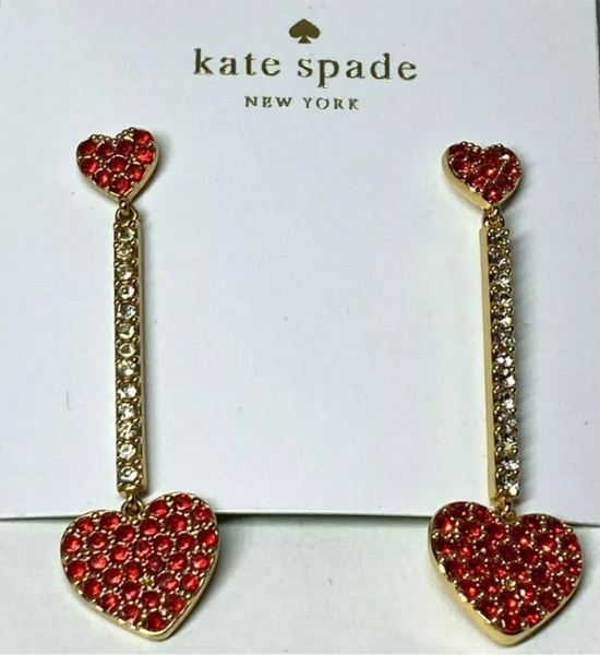 Kate Spade New York Yours Truly Pave Heart Linear Earrings