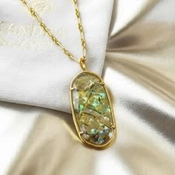 Kendra Scott Faceted Reid White Abalone Vintage Gold Long Necklace