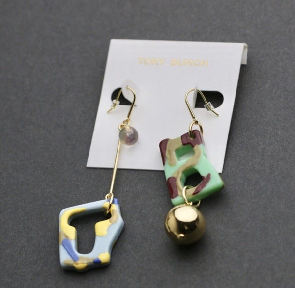 Tory Burch Abstract Earrings In Yellow & Multi Colors