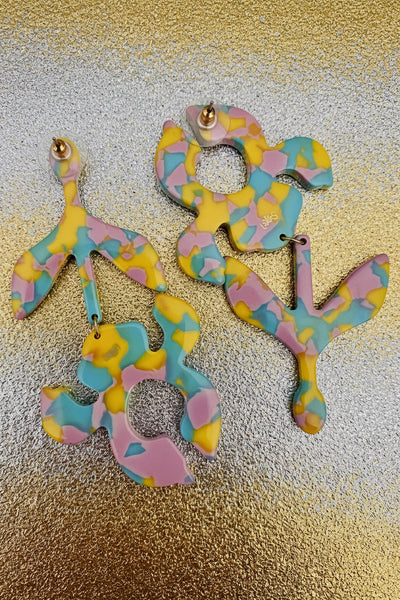 Lele Sadougui Colorful Lightweight Long Mismatched Flower Earrings