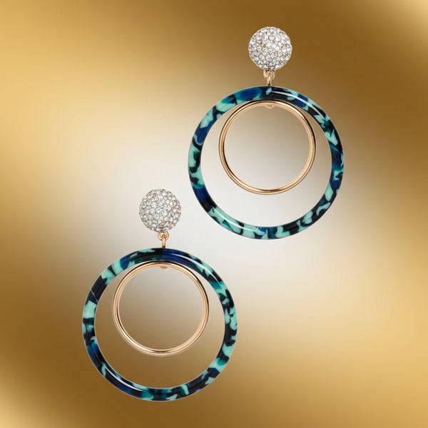 Lele Sadoughi Pave Double Hoop Earrings in Pistachio