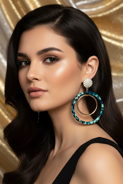 Lele Sadoughi Pave Double Hoop Earrings in Pistachio