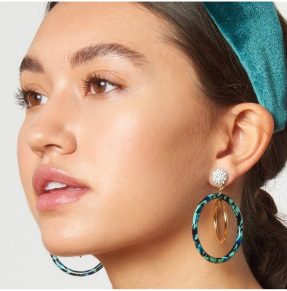 Lele Sadoughi Pave Double Hoop Earrings in Pistachio
