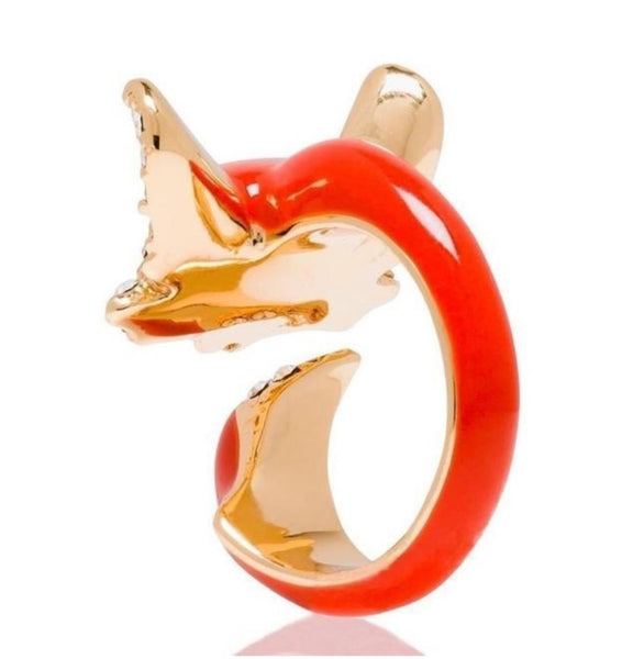 Kate Spade New York Orange 12k Gold-plated Into The Woods Foxy Wrap Ring Size 7