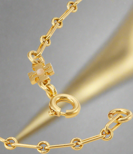 Tory Burch Roxanne Chain Necklace Black Resin & Glass