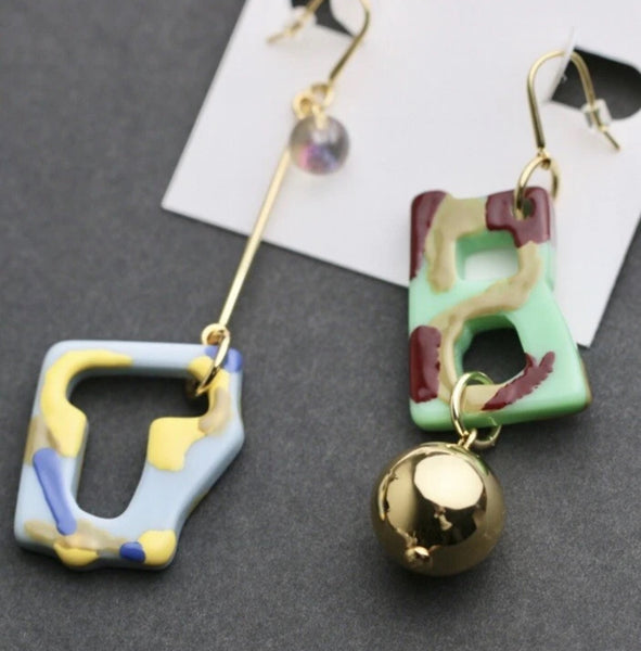 Tory Burch Abstract Earrings In Yellow & Multi Colors