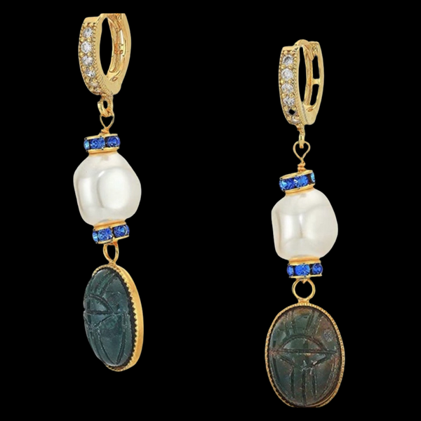 Shashi Harlow Gold-Pearl-Green Drop Earrings