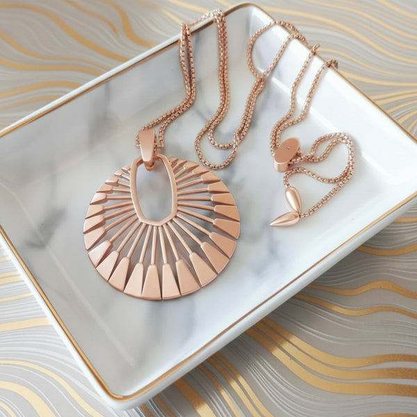 Kendra Scott The Deanne Set Necklace and Hoop Earrings in Rose Gold