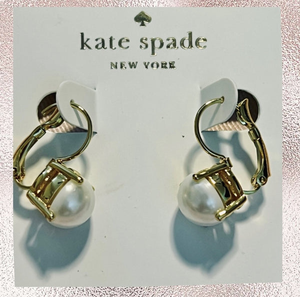 Kate Spade Cream Shine On Faux Pearl Gold-Plated Earrings