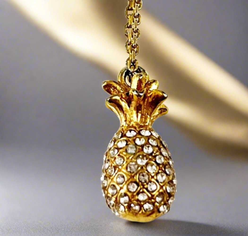 Kate Spade Pineapple Passion Mini Gold And Pave Crystal Necklace