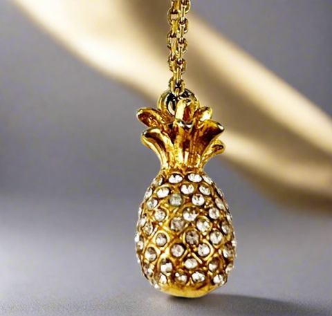 Kate Spade Pineapple Passion Mini Gold And Pave Crystal Necklace