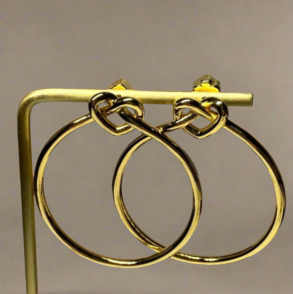 Kate spade Gold Love Me Knot Heart Hoop Earrings