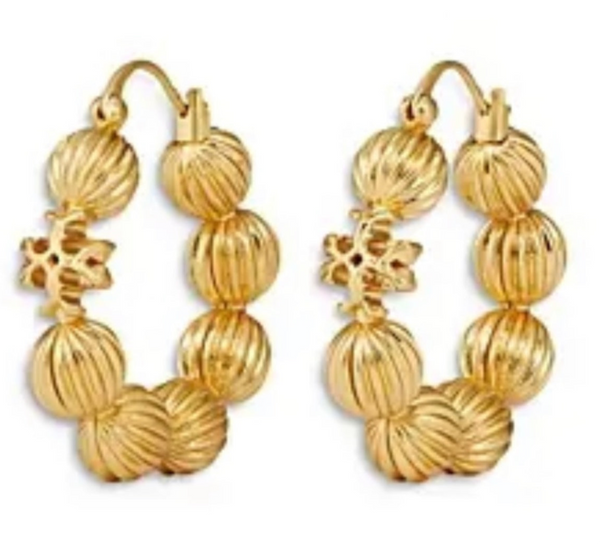 Tory Burch Roxanne Fluted Bead Hoop Earrings