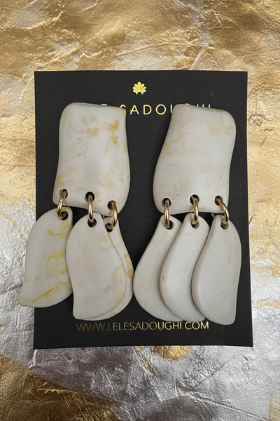 Lele Sadougui Garden Iris Earrings Clip On Howlite Petal Drop Earrings