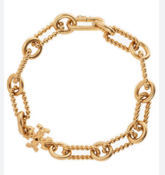 Tory Burch Gold Plated Roxanne Double-T
Rope Chain Bracelet