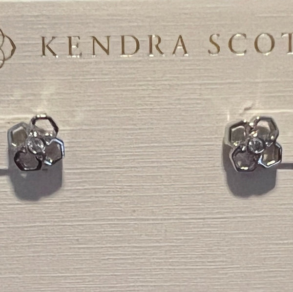 Kendra Scott Delicate Statement Embellished Silver And Crystal Stud Earrings