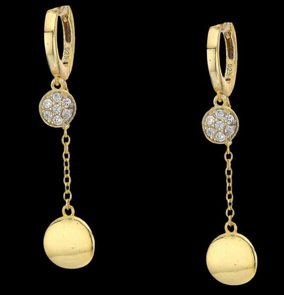 Shashi Chiara Minimalist Gold Vermeil With Pave Accented Huggies Drop Earrings