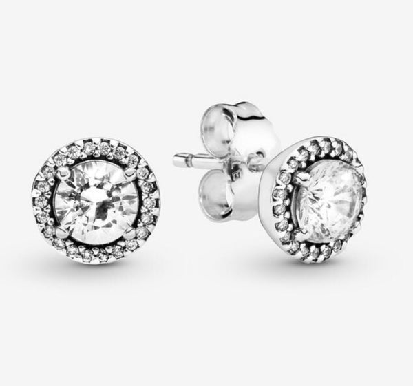 Pandora Round Sparkle Stud Earrings