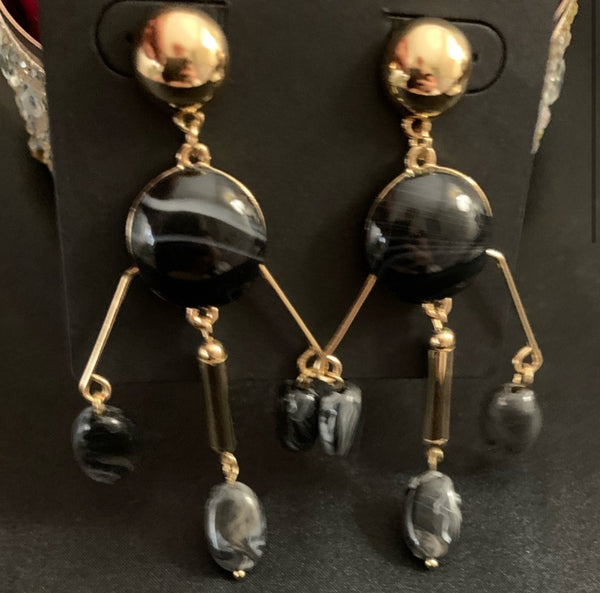 Halogen (R) Mobile Black Stones Drop Earrings