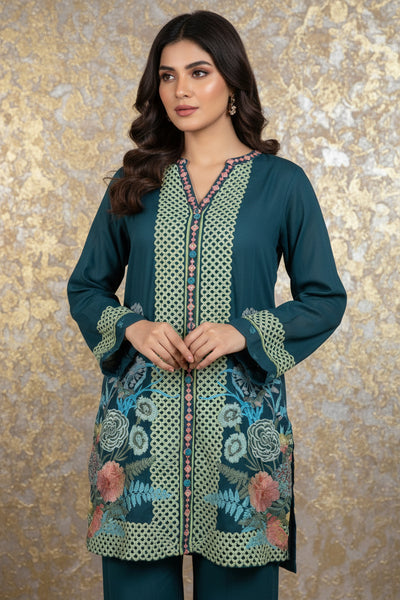 Johnny Was Butterflies Tunic Blouse in Lakeside Teal Size Small