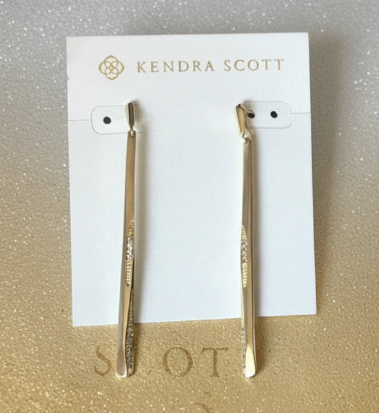 Kendra Scott Melissa Dangle Earrings in Shiny Gold with Sparkle Crystals