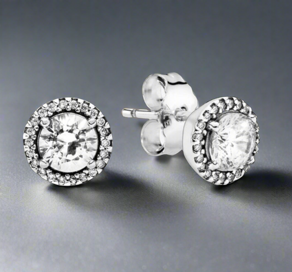 Pandora Round Sparkle Stud Earrings