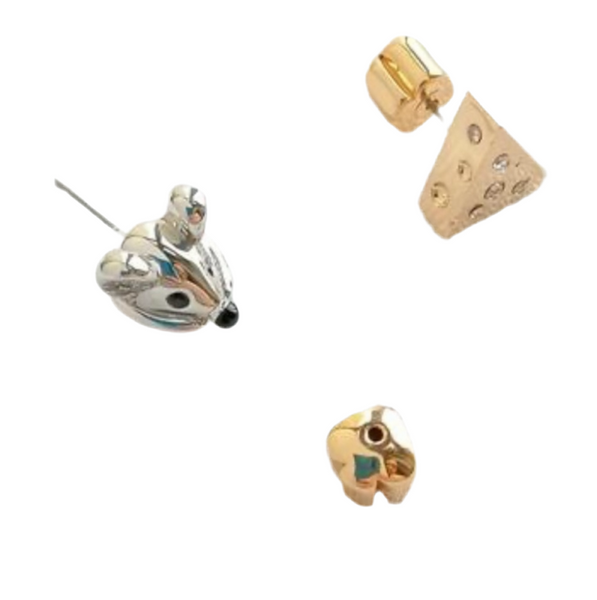 Kate Spade Year Of The Rat Mouse And Cheese Stud Earrings in Gold And Silver