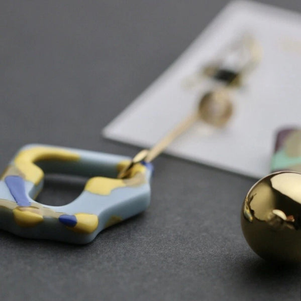 Tory Burch Abstract Earrings In Yellow & Multi Colors