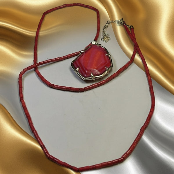 Kendra Scott Beatrix Necklace and Dunn Red Earrings Set