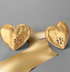 Tory Burch Vintage Gold Heart Stud Earrings