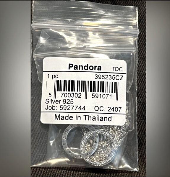 Pandora Logo & Sparkle Circles Necklace with Clear CZ Necklace