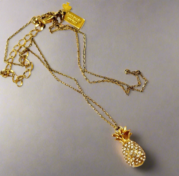 Kate Spade Pineapple Passion Mini Gold And Pave Crystal Necklace