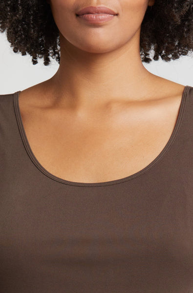 Eileen Fisher Scoop Neck Silk Tank Color Wren Plus Size 2X