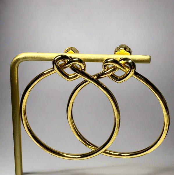 Kate spade Gold Love Me Knot Heart Hoop Earrings