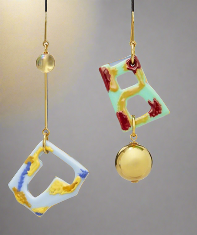 Tory Burch Abstract Earrings In Yellow & Multi Colors