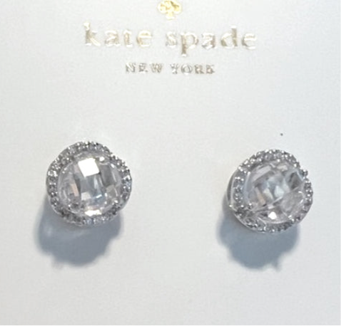 Kate Spade Pave Round Large Stud Earrings in Gold And Clear