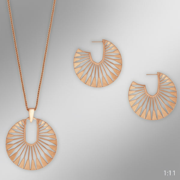 Kendra Scott The Deanne Set Necklace and Hoop Earrings in Rose Gold