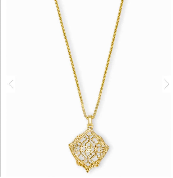 Kendra Scott Kacey Gold Long Pendant Necklace In Gold Filigree Mix