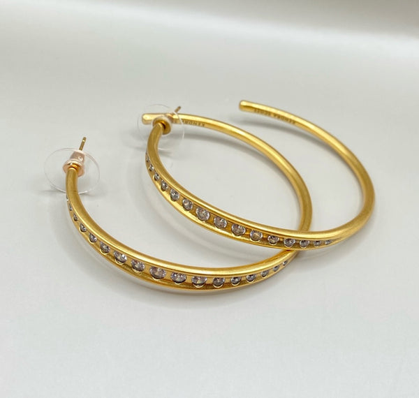 Kendra Scott Selena Hoop Earrings in Vintage Gold with Crystals