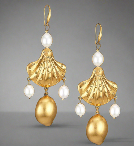 Tory Burch Shell And Freshwater Pearl Drop Earrings