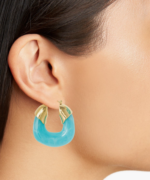 Lizzie Fortunato Women's Blue Gold Organic Hoop Earrings