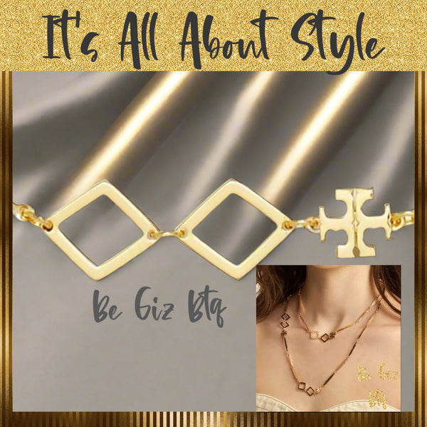 Tory Burch Roxanne Chain Long Necklace Geo Goldtone