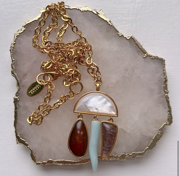 Lizzie Fortunato Mother of Pearl & Multi-Stone City of Rocks Pendant Necklace